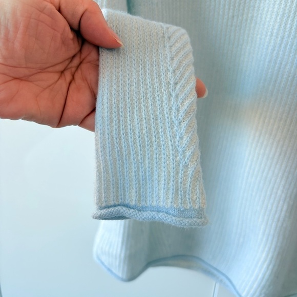 Club Monaco Light Blue Ribbed Knit Cashmere Sweater - Picture 6 of 12